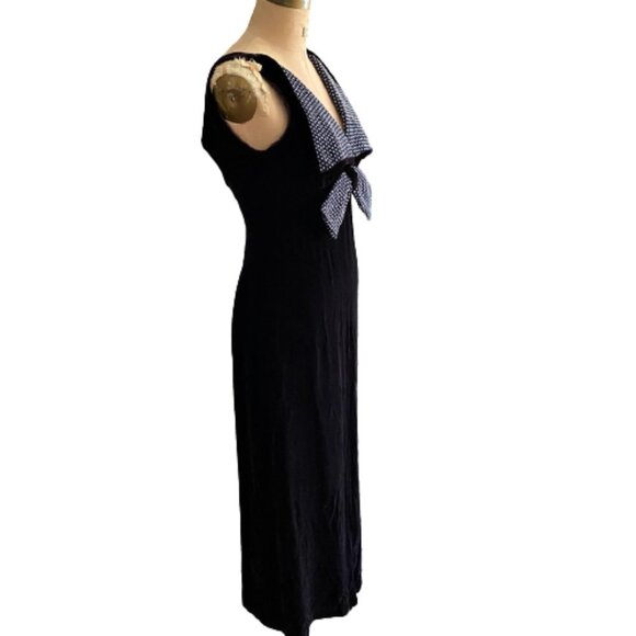 Vintage  60s 70s maxi velvet dress, aubergine big statement collar - Picture 3 of 13